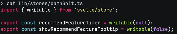 two svelte stores for a tooltip timer